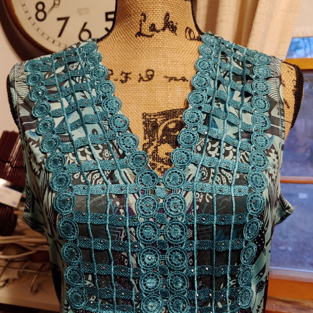 Aztec design blue maxi dress
